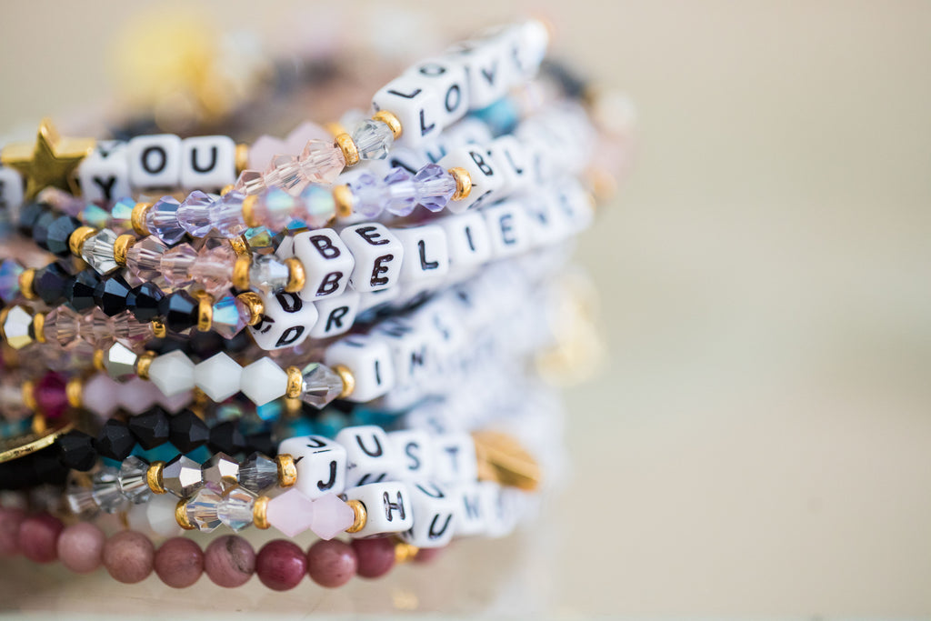 Little girls pastel beads Bracelet Stack | Felt